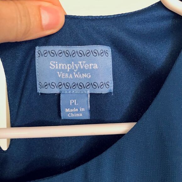 Simply VERA VERA WANG Flowy Dark Cobalt Blue Lined Sleeveless Blouse / Sz PL - Picture 5 of 6